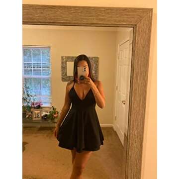 TOB Women Sexy Soft Spaghetti Strap Sleeveless Pleated Club Mini Dress Black