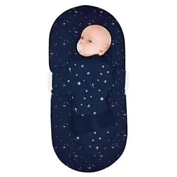 Happiest Baby SNOO Sleep Sack - 100% Organic Cotton Baby Swaddle Blanket - Doctor Designed Promotes Healthy Hip Development (Midnight Planets, Small)