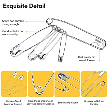 Huhuhero Safety Pins Assorted 150-Pack for Crafting