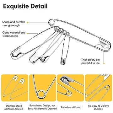 Huhuhero Safety Pins Assorted 150-Pack for Crafting