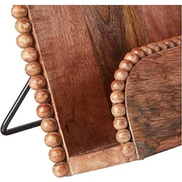Mud Pie Beaded Cookbook Holder, 11" x 11", Natural Brown