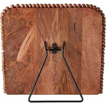 Mud Pie Beaded Cookbook Holder, 11" x 11", Natural Brown