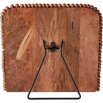 Mud Pie Beaded Cookbook Holder, 11" x 11", Natural Brown