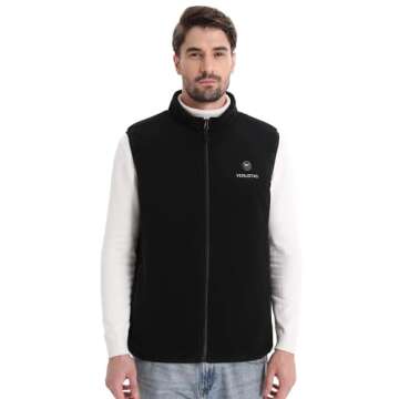 Venustas Men's Fleece Heated Vest with Battery, Lightweight Insulated Electric Vest