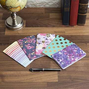 Elan Publishing Company Assorted Pattern Field Memo Notebooks, 3.5x5.5 in Ruled Lined Office Notepads for Nurses, Teachers, and Students, Small and Easy to Carry Pocketbook, Quick Note Taking, 5 Pack