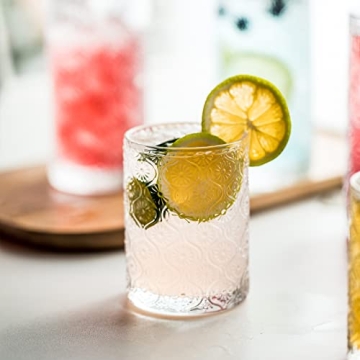INSETLAN Vintage Glassware Set of 4 Embossed Cocktail Glasses
