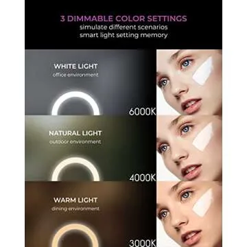 WEEYUM Rechargeable Lighted Makeup Mirror with Ring Light, 1X/10X Magnifying Mirror with 3 Color Modes, Portable Vanity Mirorr, Black