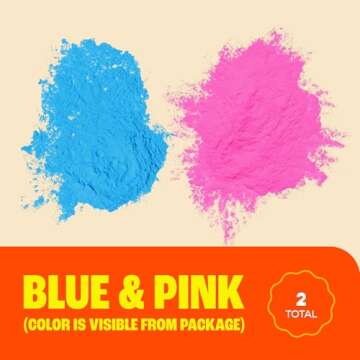 Chameleon Colors Gender Reveal Powder Set - 10 Individual Easy-Open Bags - 5 Bags of Blue and 5 Pink Color Chalk Powder for Photography, Baby Boy or Girl Gender Reveal and More - 10 Pack of 70g Bags
