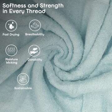 Ariv Towels 4-Piece Large Premium Bath Towels Set-Suitable for Sensitive Skin & Daily Use-Soft, Quick Drying & Highly Absorbent Towels for Bathroom, Gym, Hotel & Spa- 30" X 52"- Duck Egg