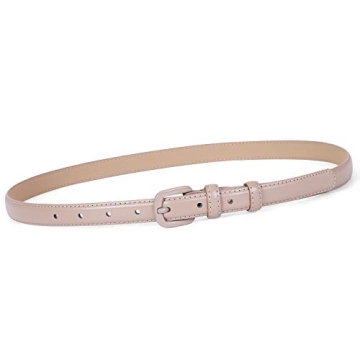 WHIPPY Women Skinny Leather Belt Classic Style in Beige