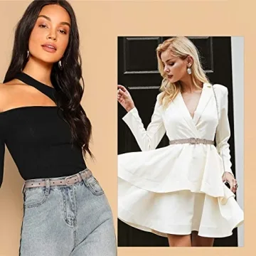 WHIPPY Women Skinny Leather Belt Classic Style in Beige