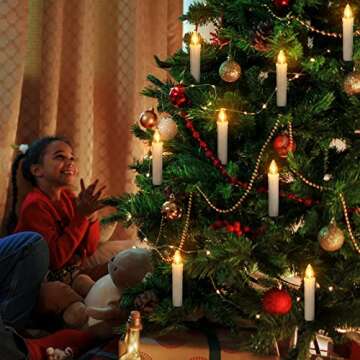 FPOO 12 PCS Flameless Flickering Window Candles with Timer Remote, Battery Operated LED Taper Christ...