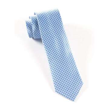 The Tie Bar 100% Woven Silk Light Cornflower and White Big Tooth Patterned Tie