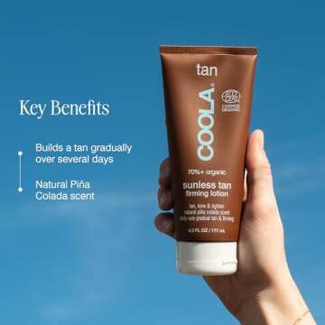 COOLA Organic Sunless Self Tanner Body Firming Lotion, Dermatologist Tested Anti-Aging Skin Care, Vegan and Non-GMO, Piña Colada, 6 Fl Oz