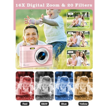 Kids 56MP Digital Camera with Zoom - Pink