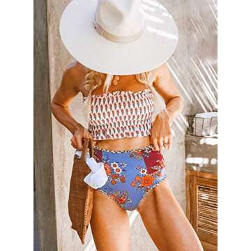 Dokotoo Women's Floral Print Push Up Summer Bikini Set