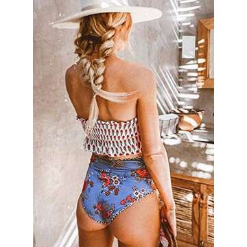 Dokotoo Women's Floral Print Push Up Summer Bikini Set