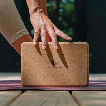 B YOGA B Block 3, 100% Cork - for Yoga, Pilates, Workout and Floor Exercises, 8.5” x 4.5” x 3”