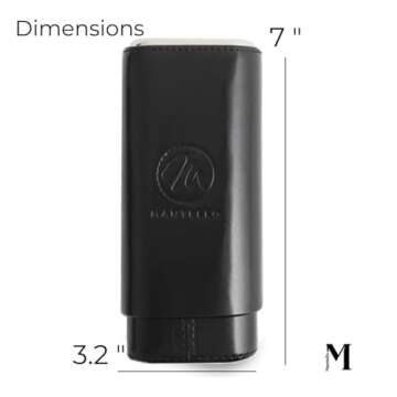 Mantello Black Leather Cigar Case with Interior Cedar Lining