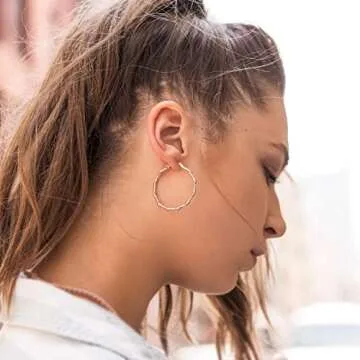 Barzel 18k Gold Plated Bamboo Earrings For Women (Gold)