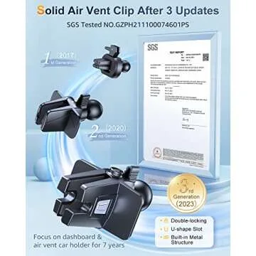 Humixx Phone Mount for Car [Military-Grade Super Suction] Universal Hands-Free Phone Holder for Dashboard Windshield Air Vent for iPhone 14 Pro Max Plus Samsung All Phones & Cars