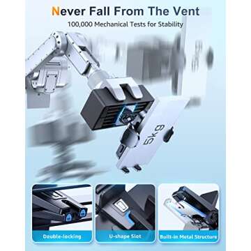 Humixx Phone Mount for Car [Military-Grade Super Suction] Universal Hands-Free Phone Holder for Dashboard Windshield Air Vent for iPhone 14 Pro Max Plus Samsung All Phones & Cars