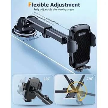 Humixx Phone Mount for Car [Military-Grade Super Suction] Universal Hands-Free Phone Holder for Dashboard Windshield Air Vent for iPhone 14 Pro Max Plus Samsung All Phones & Cars