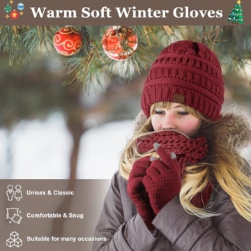 Stylish 3-Piece Winter Beanie Hat Scarf Gloves Set