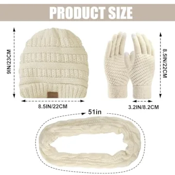 Stylish 3-Piece Winter Beanie Hat Scarf Gloves Set