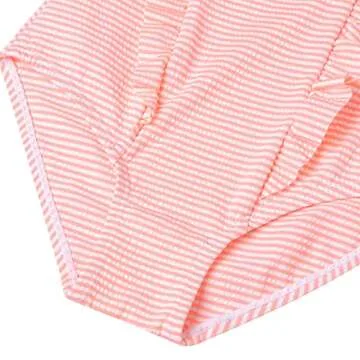 LIZENS Girls Swimsuit Kids Scalloped One Piece Ruffle Swimsuit Girls Swimwear Print (5-6T, Pink)