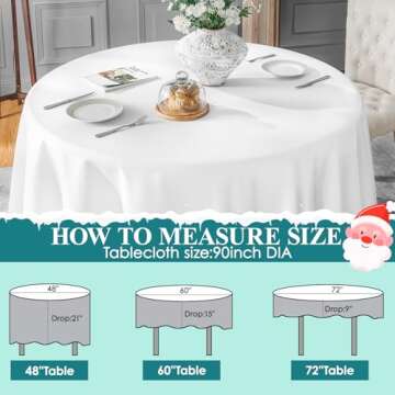 VidaFete 10 Pack 90inch Round Tablecloth Polyester Table Cloth，Stain Resistant and Wrinkle Polyest...