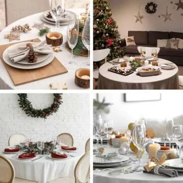 VidaFete 10 Pack 90inch Round Tablecloth Polyester Table Cloth，Stain Resistant and Wrinkle Polyester Dining Table Cover for Kitchen Dinning Party Wedding Rectangular Tabletop Buffet Decoration(White)