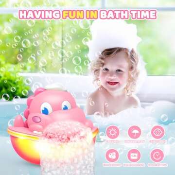 Diyfrety Bath Toys,Light-Up Baby Bath Toys Bath Bubble Machine Automatic Bubble Maker Bath Toys for ...