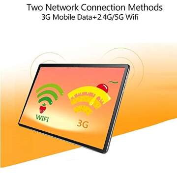 ZONKO Tablet 10 Inch Android 3G Phone Tablets with 32GB Storage Dual Sim Card 5MP Camera, WiFi, Bluetooth, GPS, Quad Core, HD Touchscreen, Support 3G Phone Call (Black)