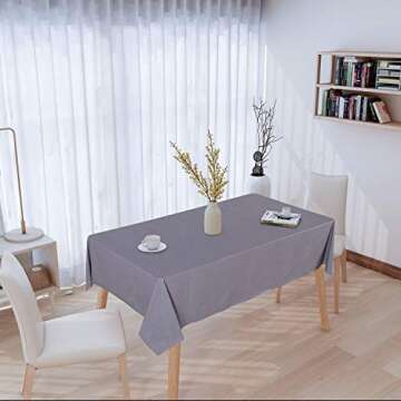 sancua 100% Waterproof Rectangle PVC Tablecloth - 54 x 78 Inch - Oil Proof Spill Proof Vinyl Table C...