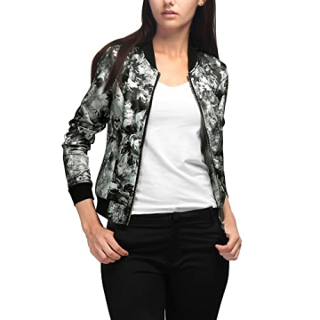 Chic Floral Bomber Jacket for Women - Allegra K