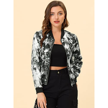 Chic Floral Bomber Jacket for Stylish Women - Allegra K