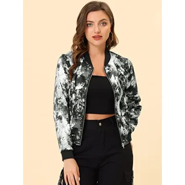 Chic Floral Bomber Jacket for Stylish Women - Allegra K