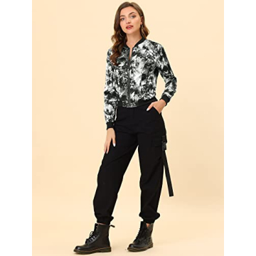 Chic Floral Bomber Jacket for Stylish Women - Allegra K