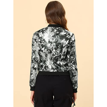 Chic Floral Bomber Jacket for Stylish Women - Allegra K