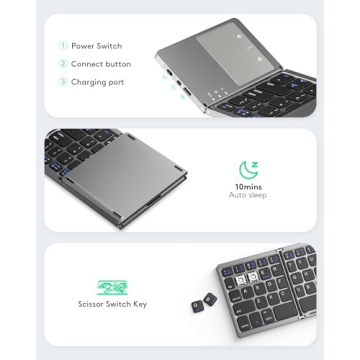 Portable Samsers Foldable Bluetooth Keyboard with Touchpad