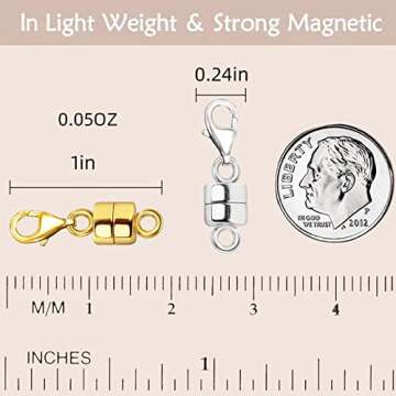 OHINGLT Magnetic Necklace Clasp Extra Strong, Gold Plated Magnet Jewelry Clasps Converters for Brace...