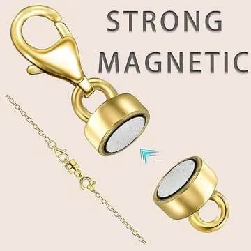 OHINGLT Magnetic Necklace Clasp Extra Strong, Gold Plated Magnet Jewelry Clasps Converters for Bracelet Necklaces Chain