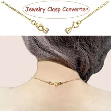 OHINGLT Magnetic Necklace Clasp Extra Strong, Gold Plated Magnet Jewelry Clasps Converters for Bracelet Necklaces Chain