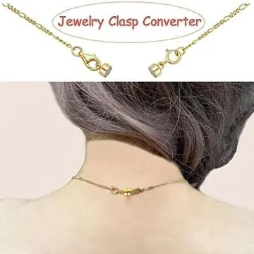 OHINGLT Magnetic Necklace Clasp Extra Strong, Gold Plated Magnet Jewelry Clasps Converters for Bracelet Necklaces Chain