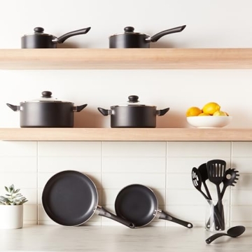 Amazon Basics Non-Stick 15-Piece Cookware Set - Black