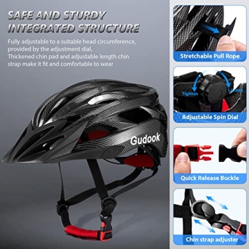 Gudook Adjustable Lightweight Bicycle Helmet for Adults