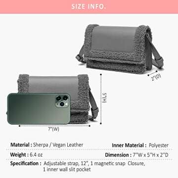 Like Dreams Women Faux Fur Vegan Soft Fashion Sherpa Shoulder Purse Detachable Strap (Camel)