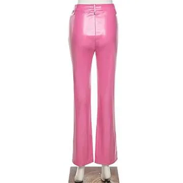Women Y2k Hollow Out PU Leather Pants for Parties