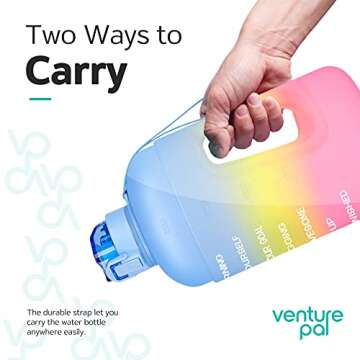 Venture Pal Large 1 Gallon/128oz Motivational Water Bottle with Time Marker & Measurements, Leakproof BPA Free Sports Water Bottle to Ensure You Drink Enough Water Daily